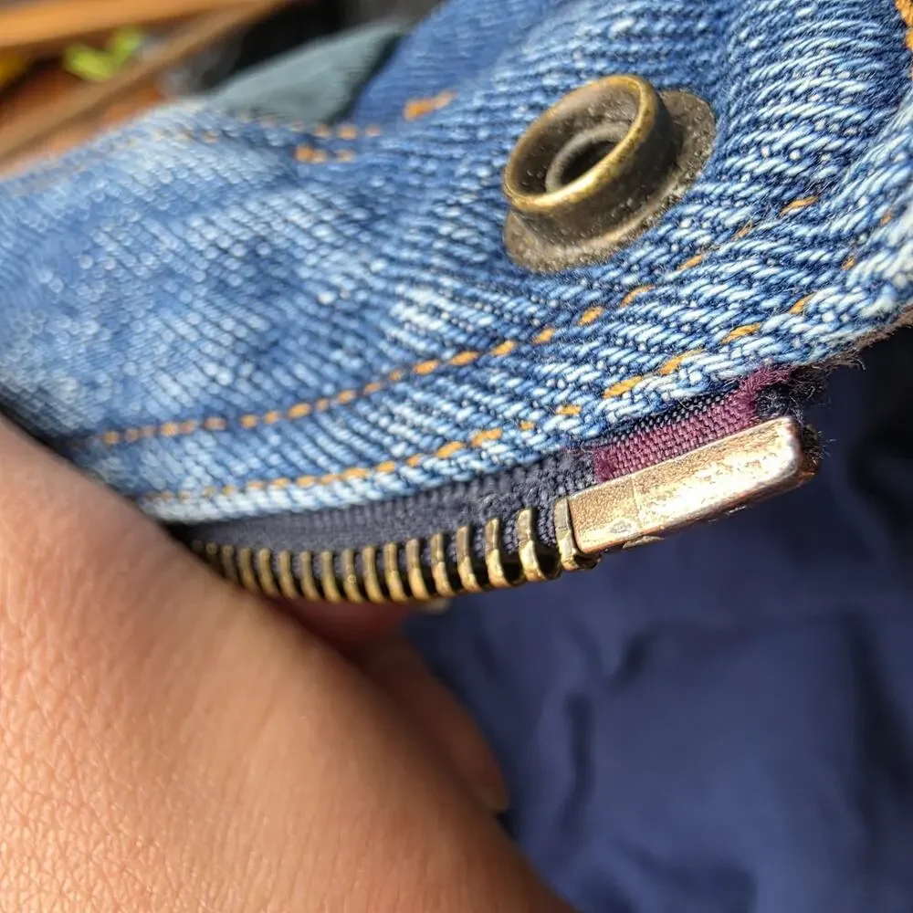 VTG 90s Izzi Western Denim Jacket Southwest Aztec Geometric Patchwork Oversize L - Picture 12 of 12